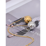 20mm Stainless Steel Bead Pendant Necklace 18K Plated Rust Proof Charm Jewelry