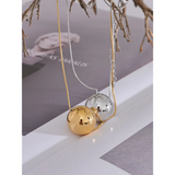 20mm Stainless Steel Bead Pendant Necklace 18K Plated Rust Proof Charm Jewelry