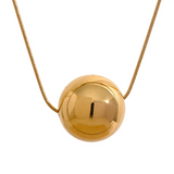 20mm Stainless Steel Bead Pendant Necklace 18K Plated Rust Proof Charm Jewelry