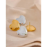 Big Heart Stud Earrings Stainless Steel Waterproof Charm
