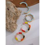 Colorful Enamel Stainless Steel Hoop Earrings Plated Charm Jewelry Women
