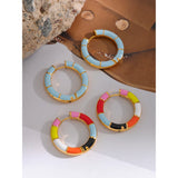 Colorful Enamel Stainless Steel Hoop Earrings Plated Charm Jewelry Women