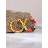 Colorful Enamel Stainless Steel Hoop Earrings Plated Charm Jewelry Women