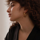 316 Stainless Steel Chunky Hoop Earrings Waterproof Golden Charm Geometric Thick