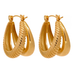 316 Stainless Steel Chunky Hoop Earrings Waterproof Golden Charm Geometric Thick