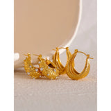 316 Stainless Steel Chunky Hoop Earrings Waterproof Golden Charm Geometric Thick