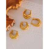 316 Stainless Steel Chunky Hoop Earrings Waterproof Golden Charm Geometric Thick