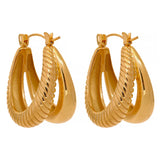316 Stainless Steel Chunky Hoop Earrings Waterproof Golden Charm Geometric Thick
