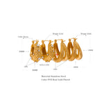 316 Stainless Steel Chunky Hoop Earrings Waterproof Golden Charm Geometric Thick