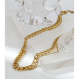 316 Stainless Steel Double Layer Necklace Choker Collar Charm Jewelry