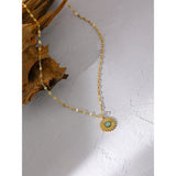 316L Stainless Steel Flower Natural Stone Pendant Necklace Charm