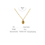 316L Stainless Steel Flower Natural Stone Pendant Necklace Charm