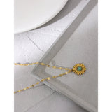 316L Stainless Steel Flower Natural Stone Pendant Necklace Charm