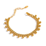 316L Stainless Steel Bead Bracelet 18K Bangle Waterproof Jewelry