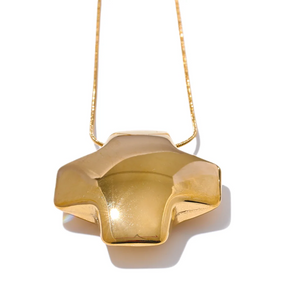 Chunky Thick Cross Necklace Pendant Glossy Metal