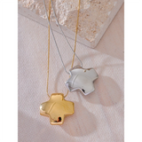 Chunky Thick Cross Necklace Pendant Glossy Metal