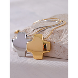 Chunky Thick Cross Necklace Pendant Glossy Metal
