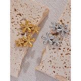 316L Stainless Steel Flower Stud Earrings 18K Plated Charming Jewelry