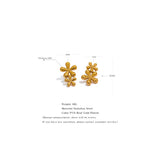 316L Stainless Steel Flower Stud Earrings 18K Plated Charming Jewelry