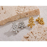 316L Stainless Steel Flower Stud Earrings 18K Plated Charming Jewelry