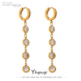 Stylish CZ Long Earrings Geometric Design Orecchini Donna