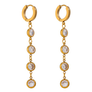 Stylish CZ Long Earrings Geometric Design Orecchini Donna