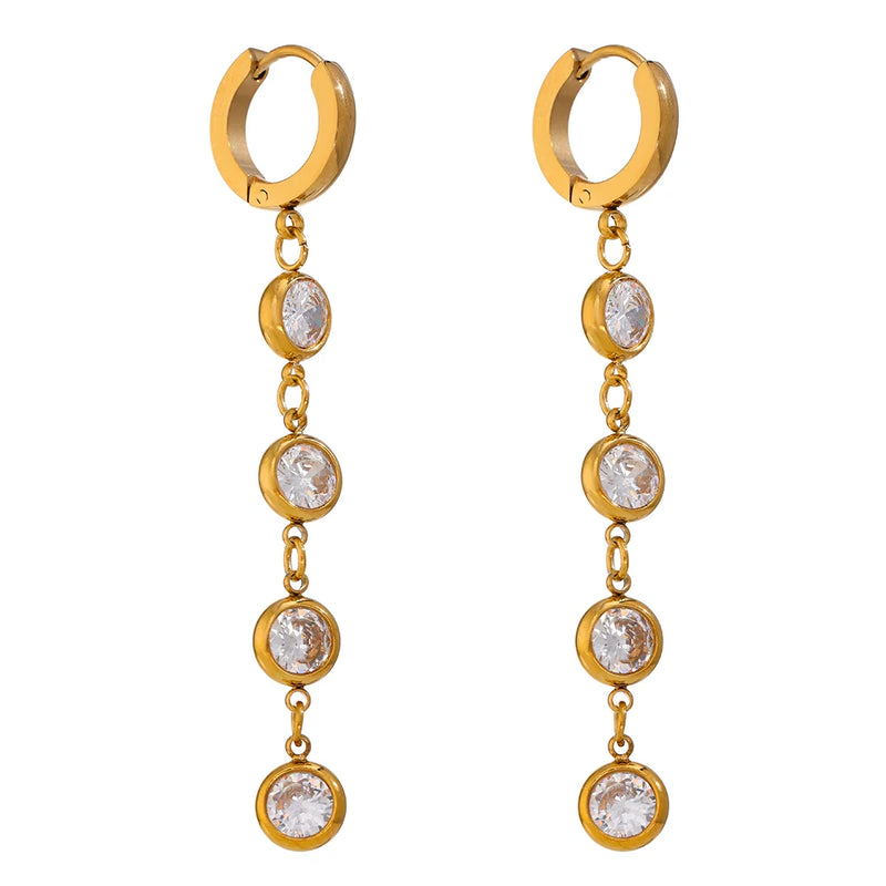 Stylish CZ Long Earrings Geometric Design Orecchini Donna