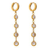 Stylish CZ Long Earrings Geometric Design Orecchini Donna