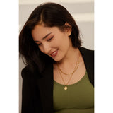 316L Stainless Steel Layered Necklace Women Jewelry Statement Metal Texture