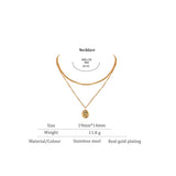 316L Stainless Steel Layered Necklace Women Jewelry Statement Metal Texture