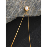 316L Stainless Steel Freshwater Pearl Round Pendant Necklace for Women