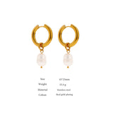 316L Stainless Steel Pearl Hoop Earrings Geometric Jewelry