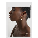 316L Stainless Steel Pearl Hoop Earrings Geometric Jewelry