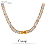 316L Stainless Steel Necklace Cubic Zirconia Jewelry Women Wedding Gift