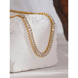316L Stainless Steel Necklace Cubic Zirconia Jewelry Women Wedding Gift
