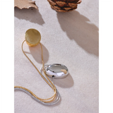 316L Stainless Steel Oval Pendant Necklace 18K Plated Collar Jewelry