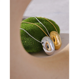 316L Stainless Steel Oval Pendant Necklace 18K Plated Collar Jewelry