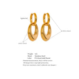 316L Stainless Steel Hollow Drop Dangle Earrings 18K PVD Plated