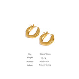 316L Stainless Steel Unique Hoop Earrings Golden Texture Waterproof Jewelry