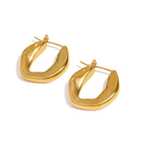 316L Stainless Steel Unique Hoop Earrings Golden Texture Waterproof Jewelry