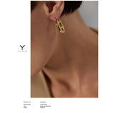 316L Stainless Steel Unique Hoop Earrings Golden Texture Waterproof Jewelry