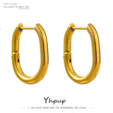 316L Stainless Steel Waterproof Earrings Oval Hoop Women Accessories