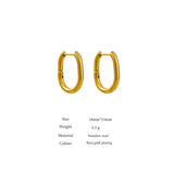 316L Stainless Steel Waterproof Earrings Oval Hoop Women Accessories