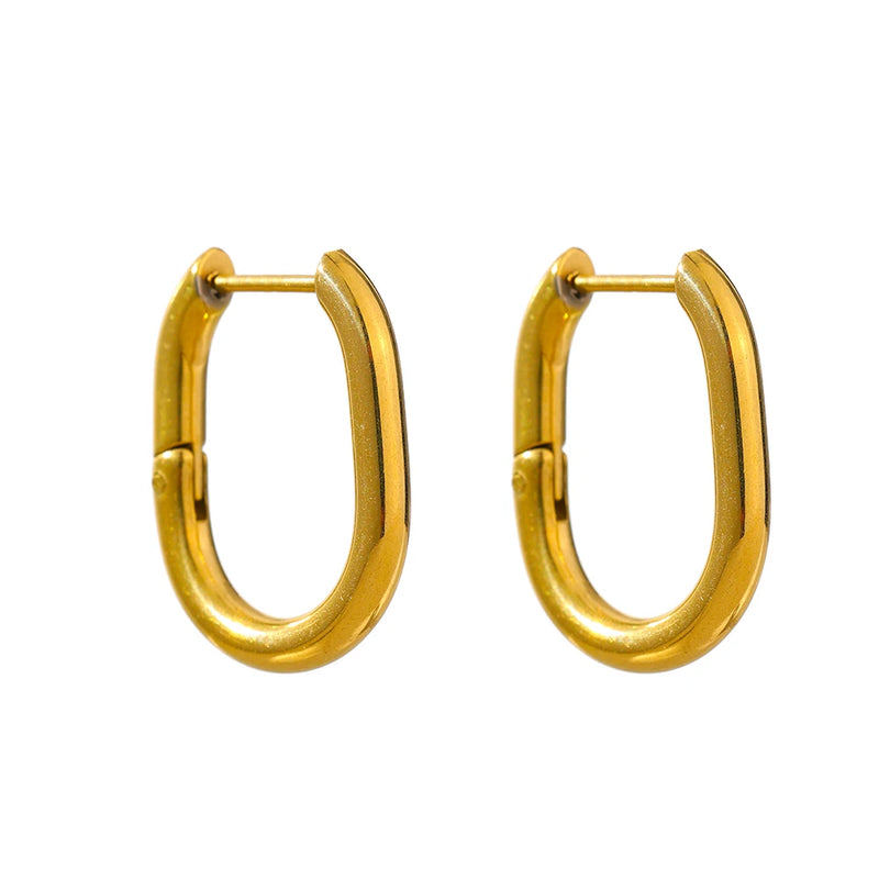 316L Stainless Steel Waterproof Earrings Oval Hoop Women Accessories