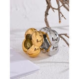 316l Stainless Steel Flower Hollow Big Statement Ring Waterproof Texture Jewelry
