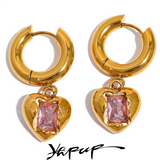 316l Stainless Steel Heart Drop Hoop Earrings
