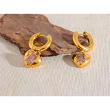 316l Stainless Steel Heart Drop Hoop Earrings
