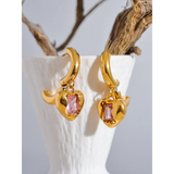 316l Stainless Steel Heart Drop Hoop Earrings