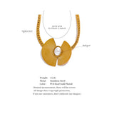 316l Stainless Steel Pearl Fan Pendant Necklace 18K PVD Plated