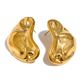 316l Stainless Steel Metal Waterproof Stud Earrings Gold